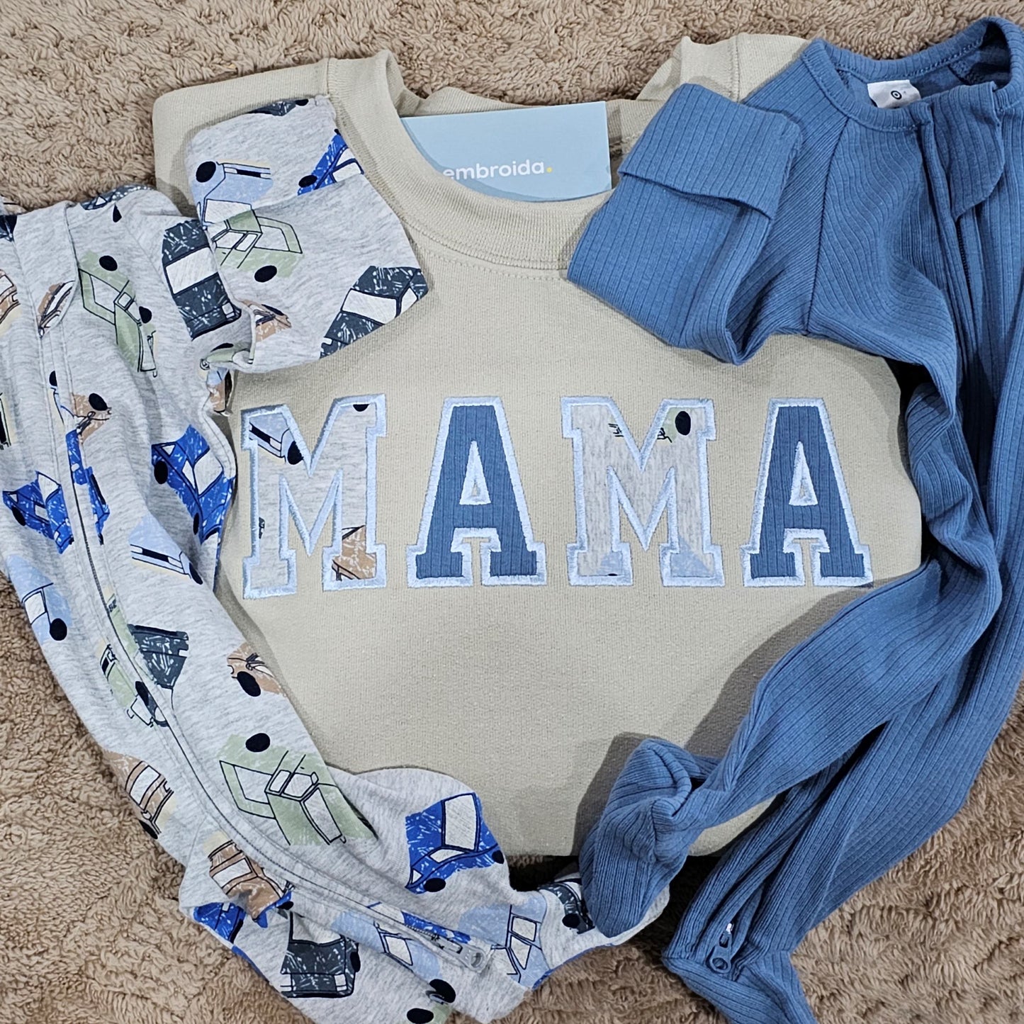 MAMA Memory Sweater made from babies clothing embroidered