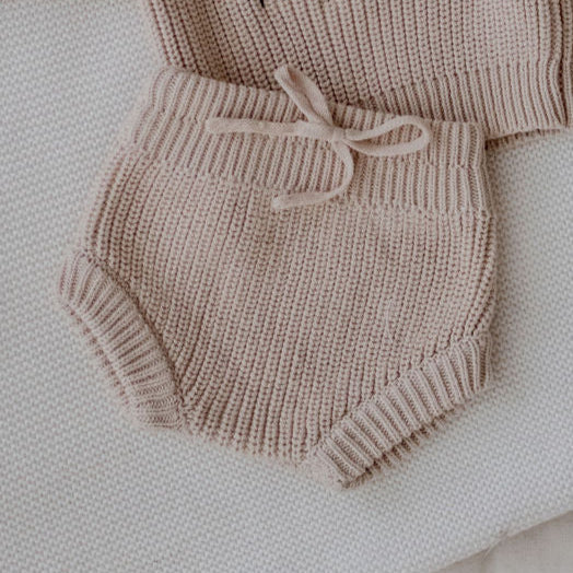 newborn chunky knit shorts beige