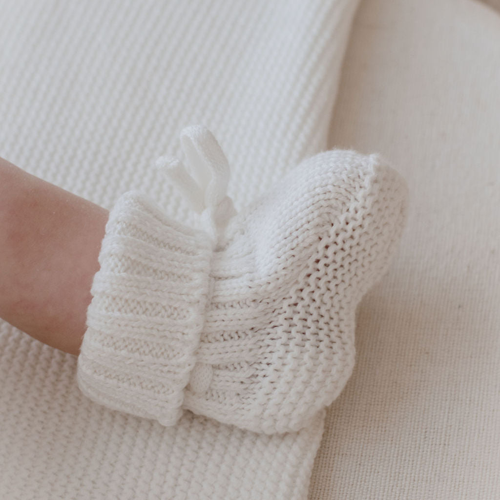 knit white booties