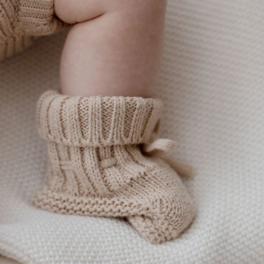 Beige knit booties