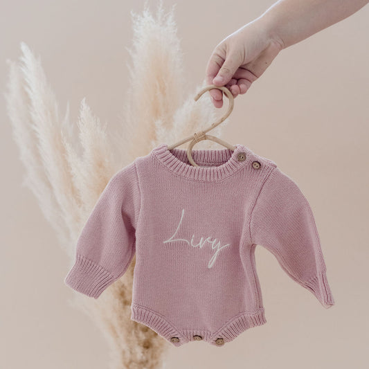 Classic Knit Romper - Dusty Pink