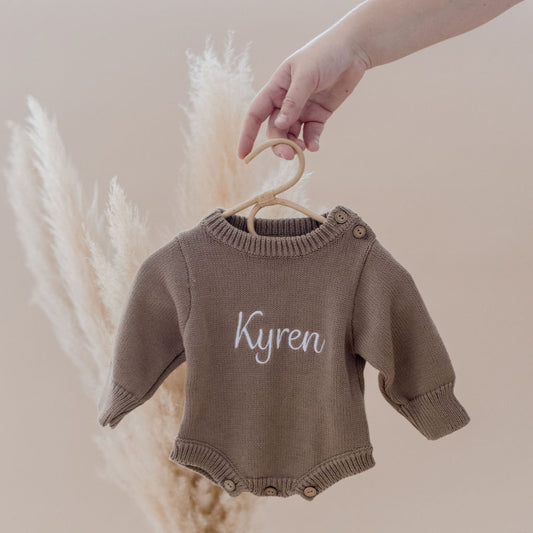 Classic Knit Romper - Mocha