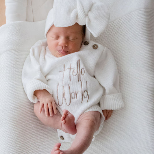 Classic Knit Romper - White