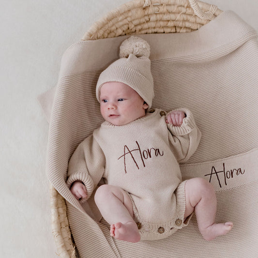 Classic Knit Romper - Beige