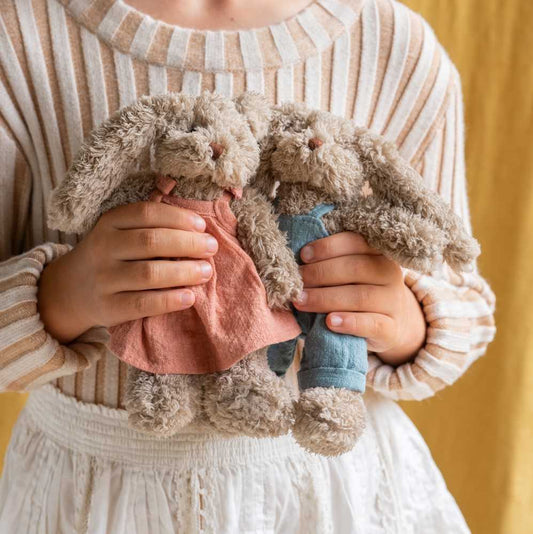 Nana Huchy Baby Honey Bunny with blue overalls