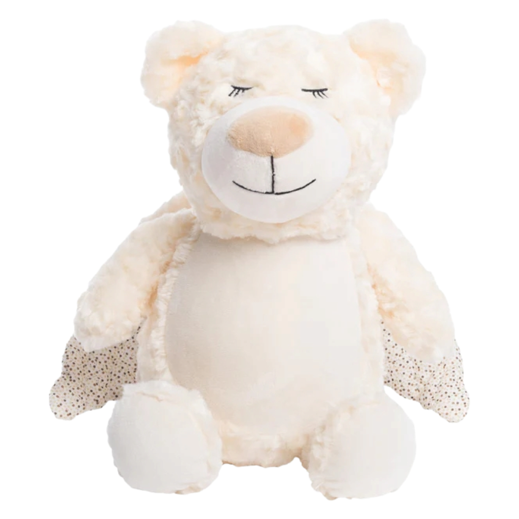 Personalised Angel Bear Cubby white Teddy personalise name with embroidery