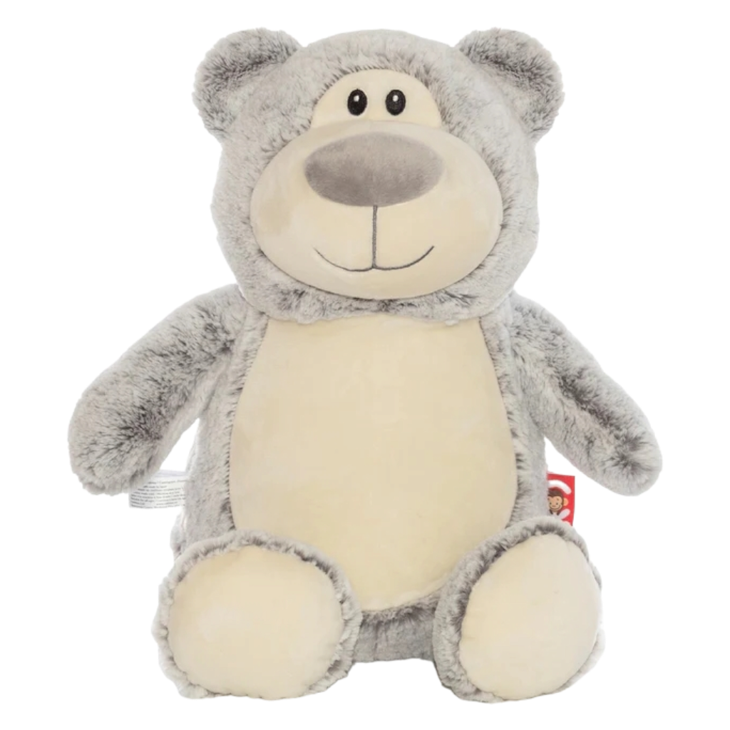 Personalised Grey bear Cubby Teddy personalise name with embroidery