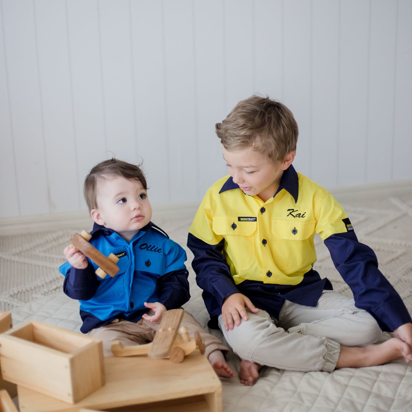 Baby and Kis Hi Vis Shirt personalised with embroidery