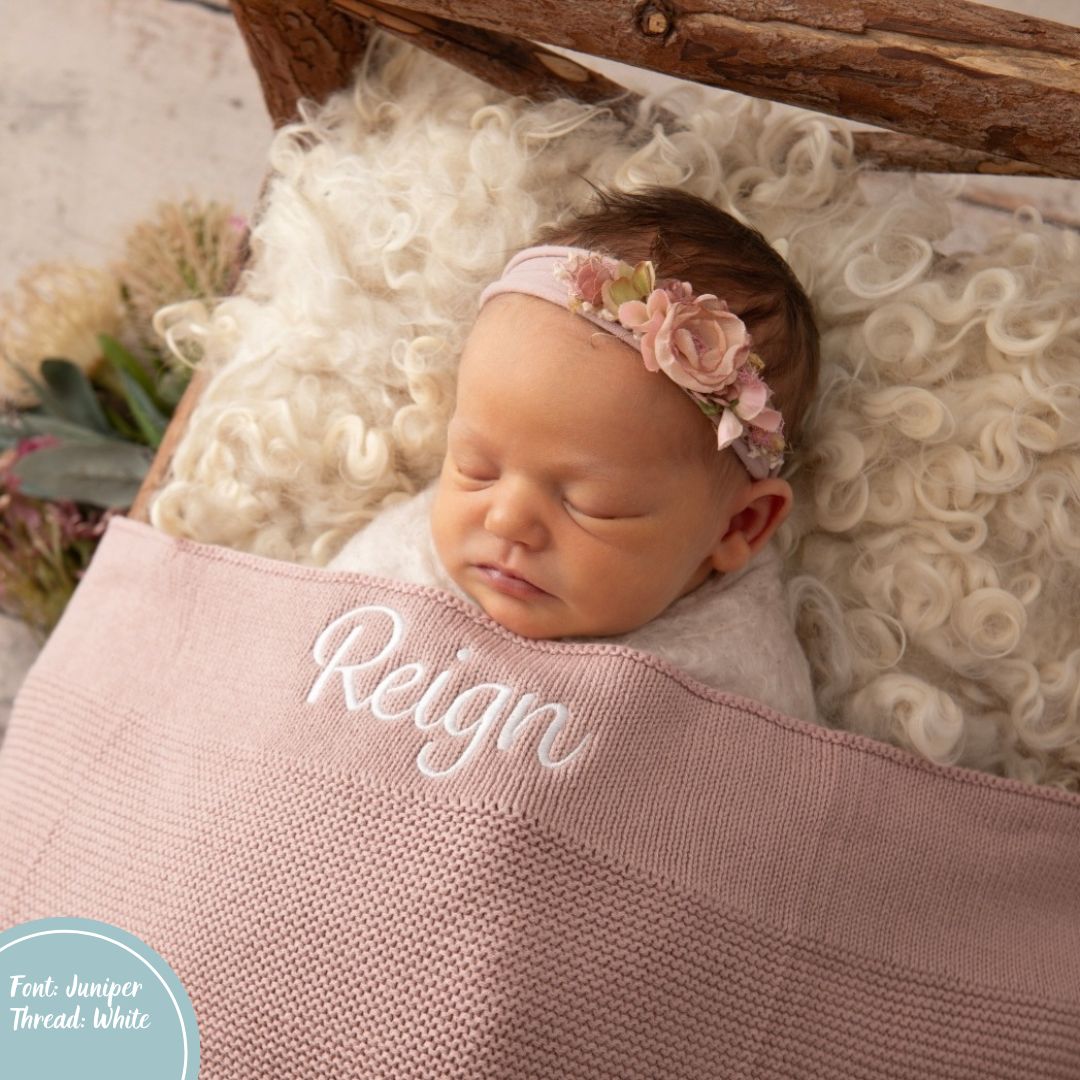 With Name Hand Embroidered Baby Organic Baby Blankets Personalized