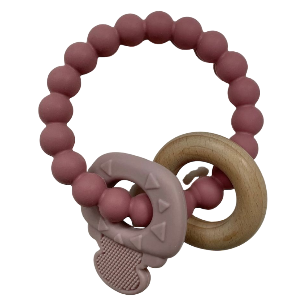 Dusty pink silicone baby newborn teether