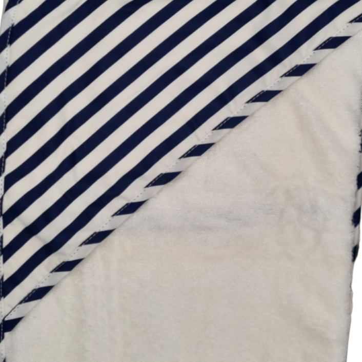 Navy Blue Stripe Personalised ES Kids Hooded Bath Towels