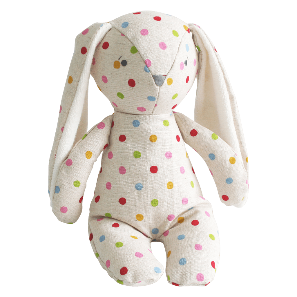 Confetti Spotty Personalised Alimrose Floppy Bunny personalise baby name with embroidery