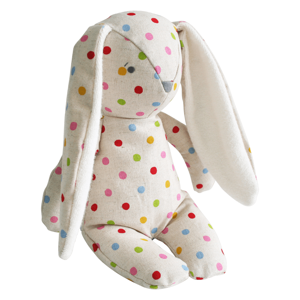Confetti Spotty Personalised Alimrose Floppy Bunny personalise baby name with embroidery