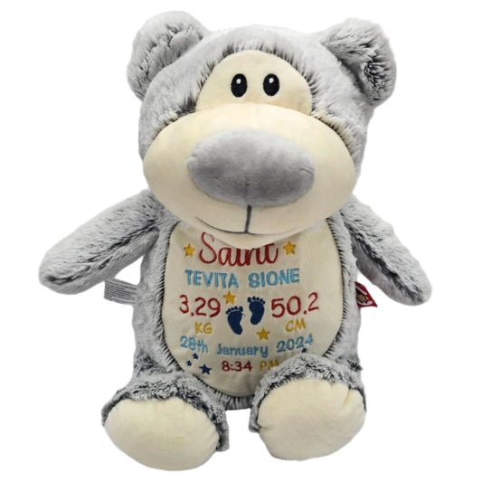 Grey personalised teddy
