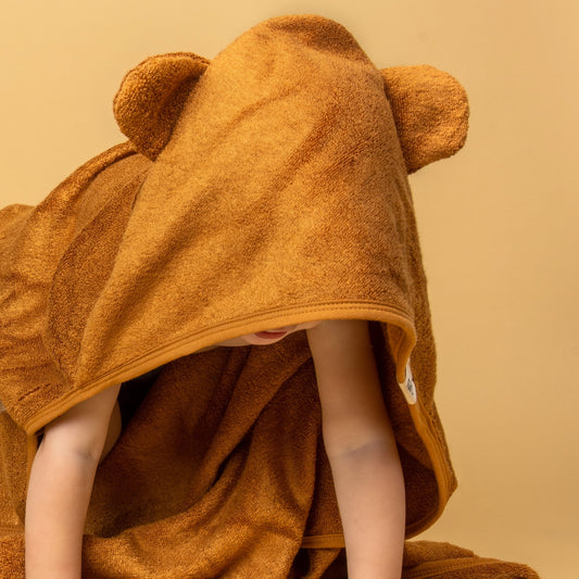 Caramel Personalised Kiin Baby Hooded Bath Towels personalise with embroidery