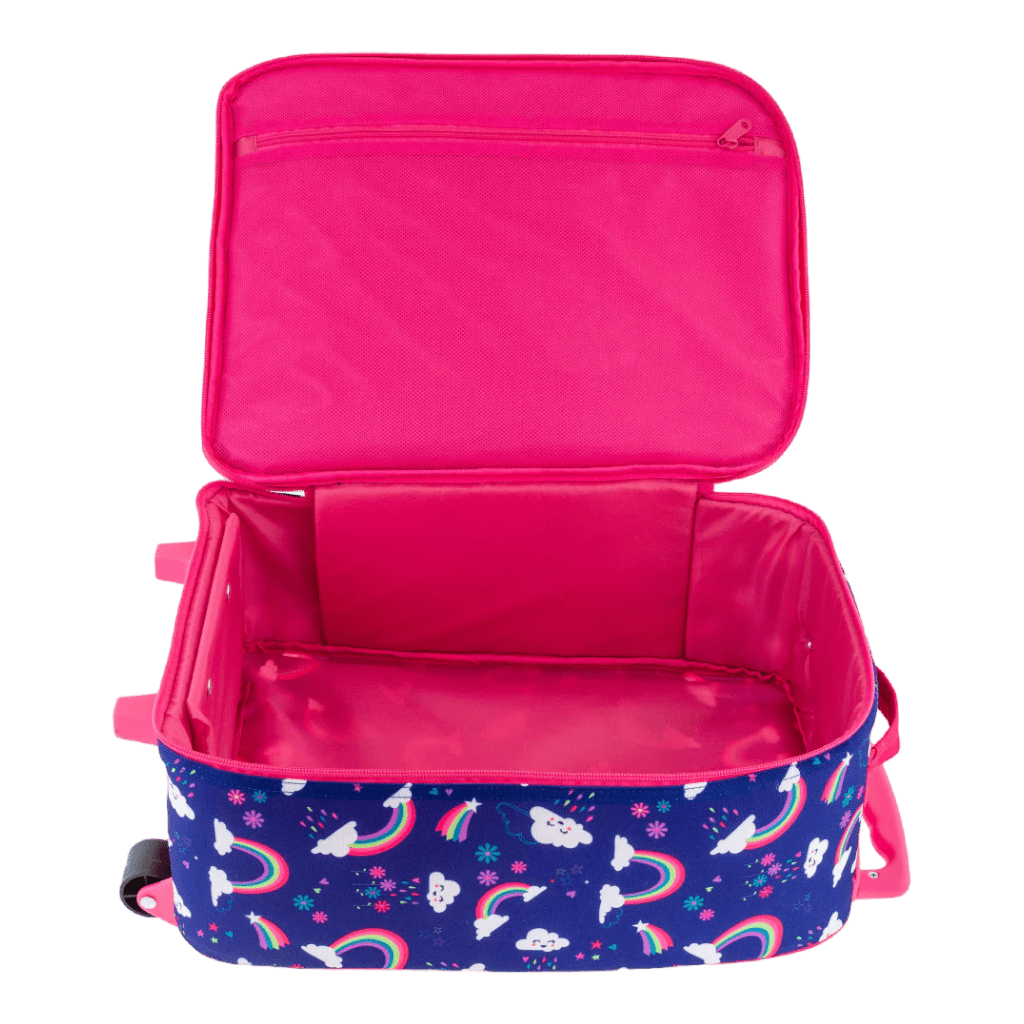 Kids children Rainbow print rolling luggage bag personalise front with embroidery
