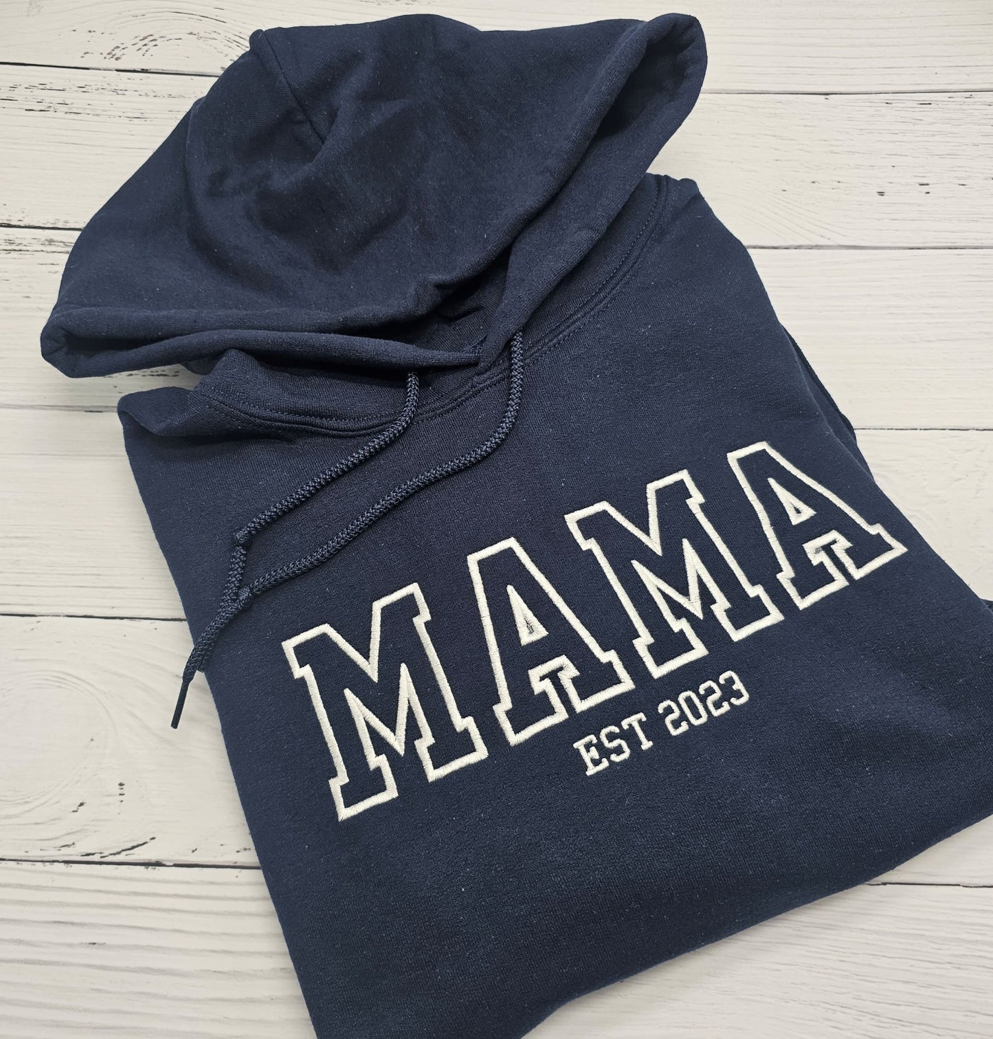 MAMA Sweater with College Varsity font embroidered EST