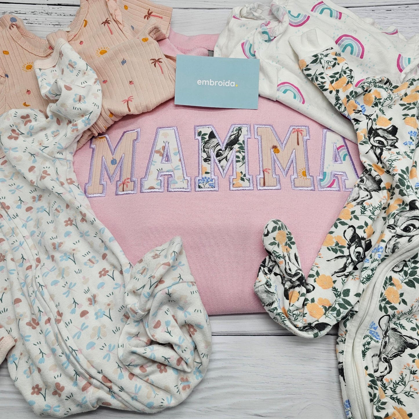MAMA Memory Sweater made from babies clothing embroidered