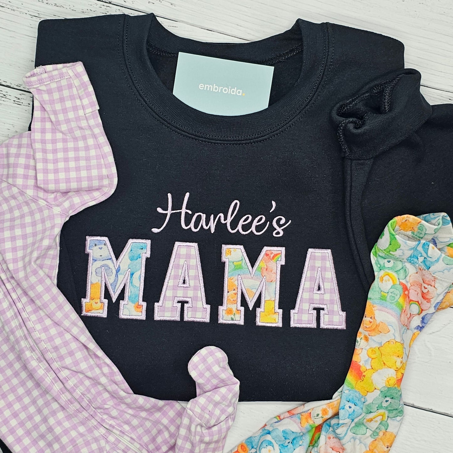 MAMA Memory Sweater made from babies clothing embroidered