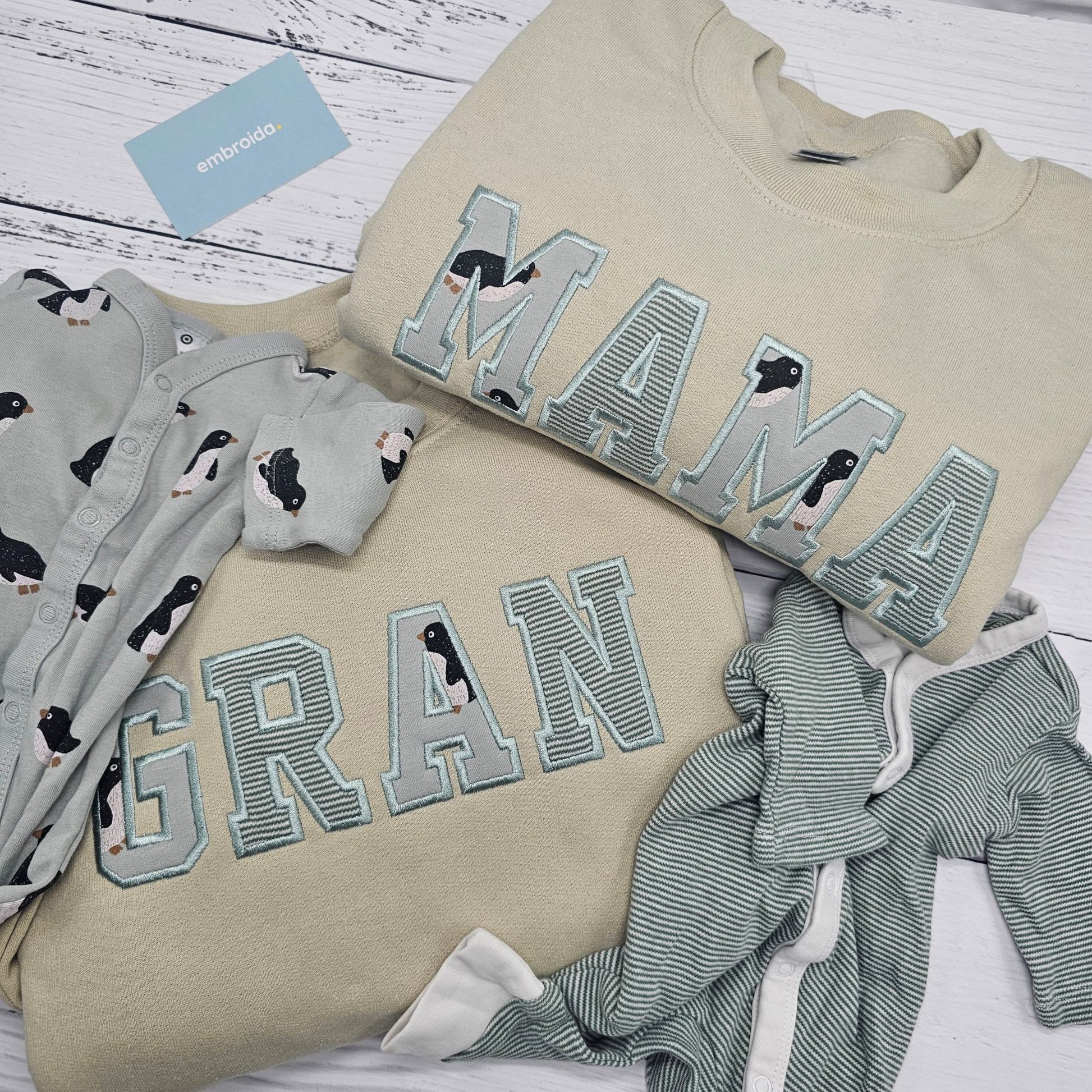 MAMA Memory Sweater made from babies clothing embroidered