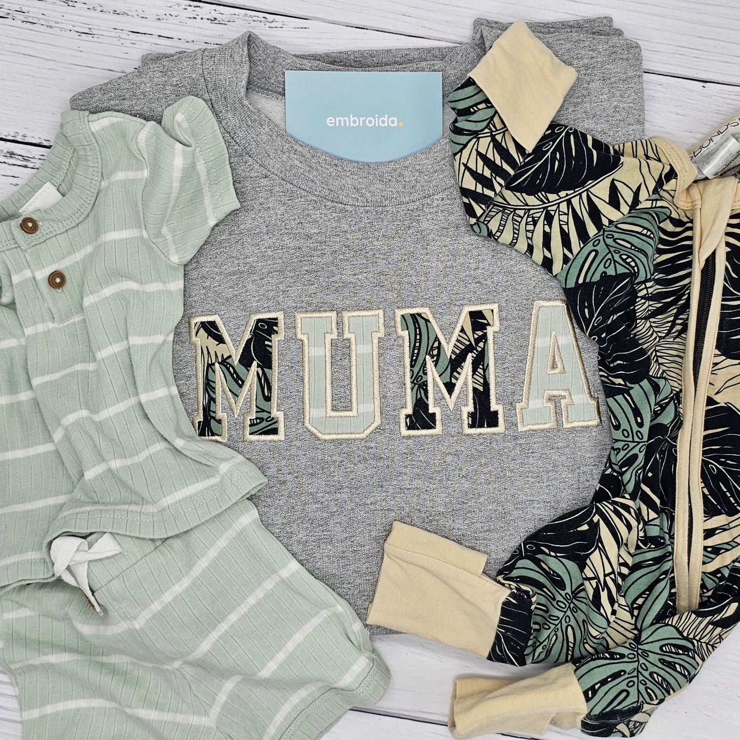MAMA Memory Sweater made from babies clothing embroidered