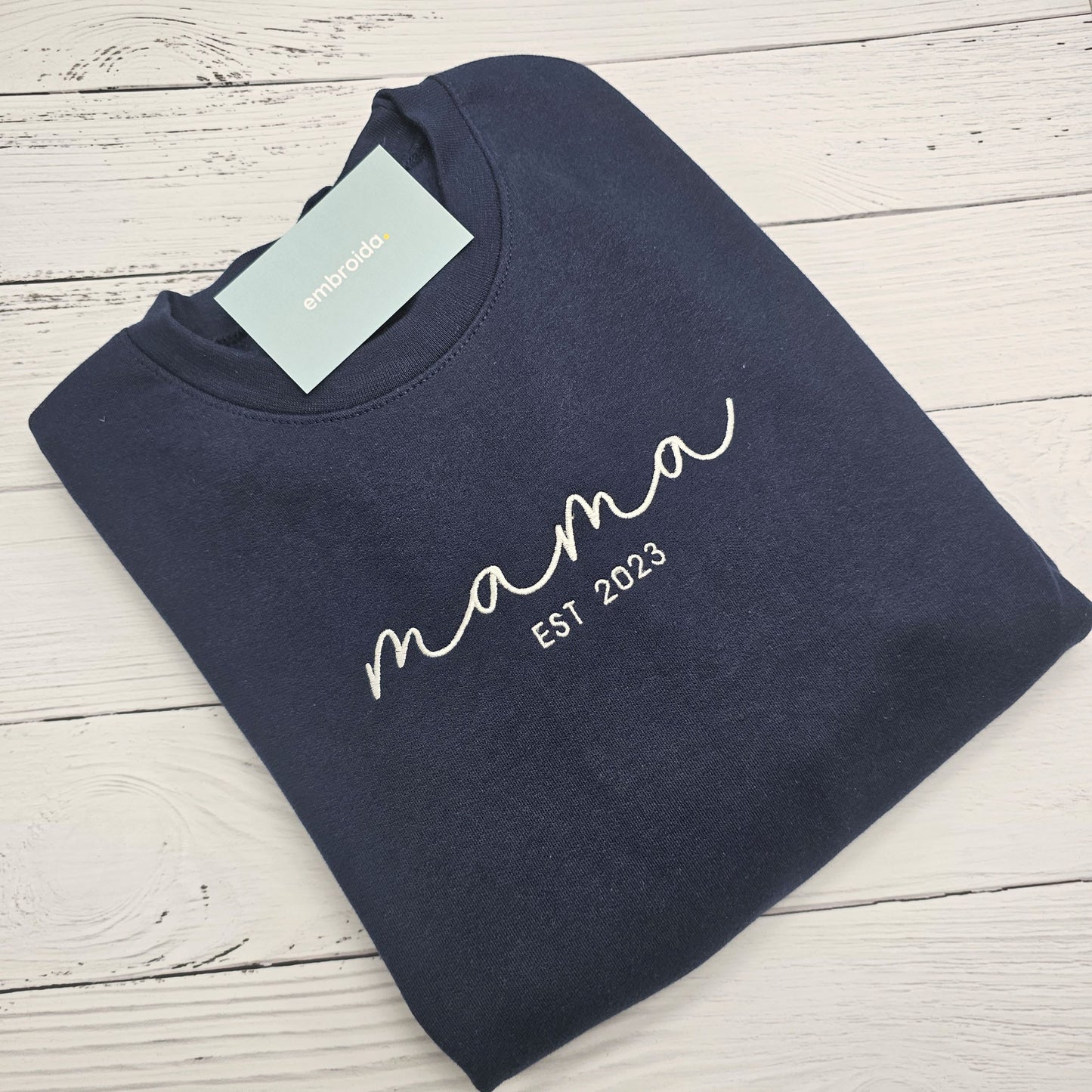 MAMA Crewneck jumper est cursive writing navy blue