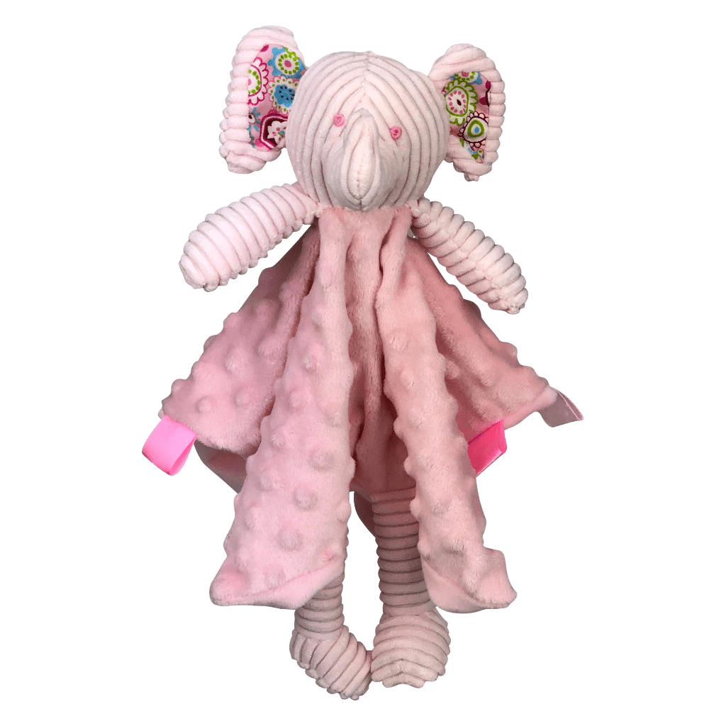 Minky Pink Elephant Personalised Baby Comforter