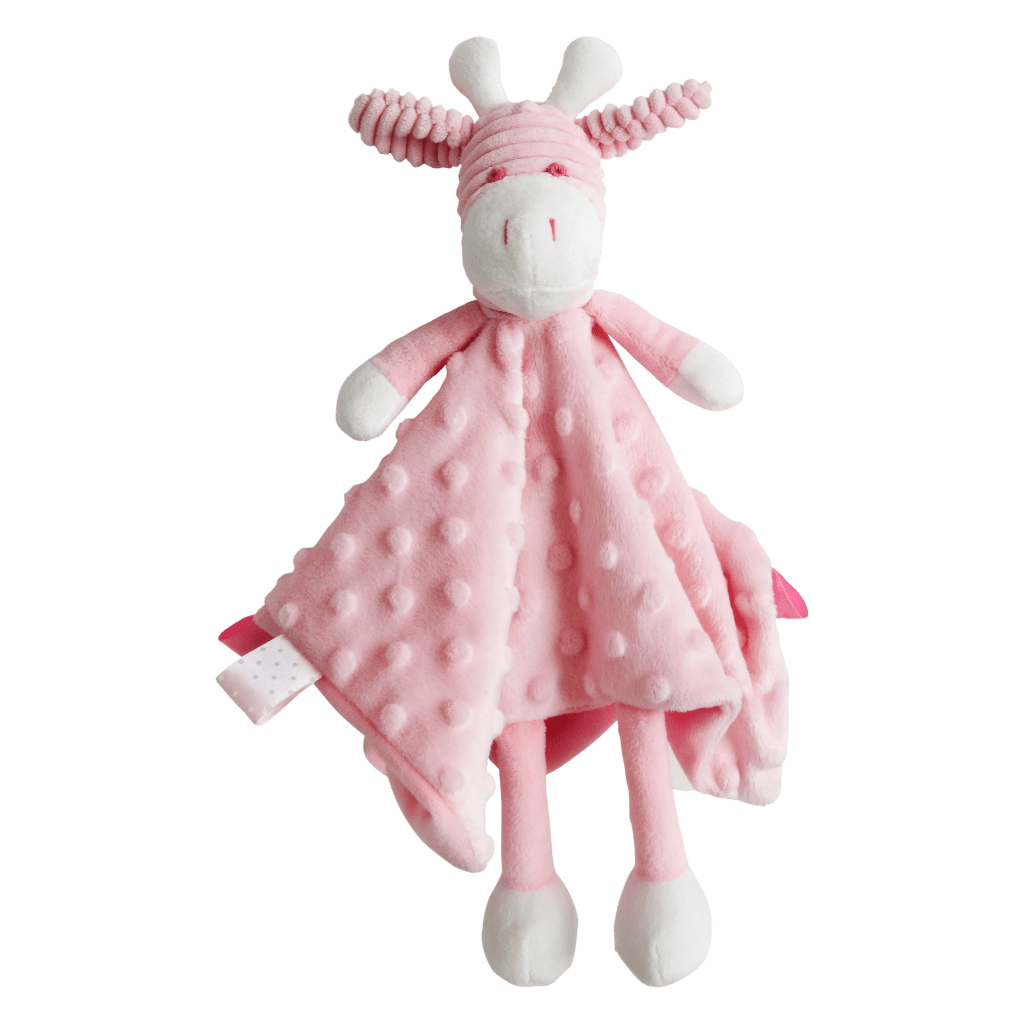 Mink Pink Giraffe Baby Comforter personalise baby name with embroidery