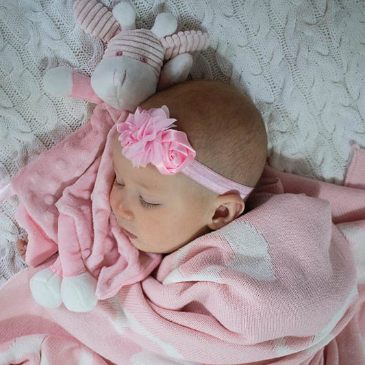 Mink Pink Giraffe Baby Comforter personalise baby name with embroidery