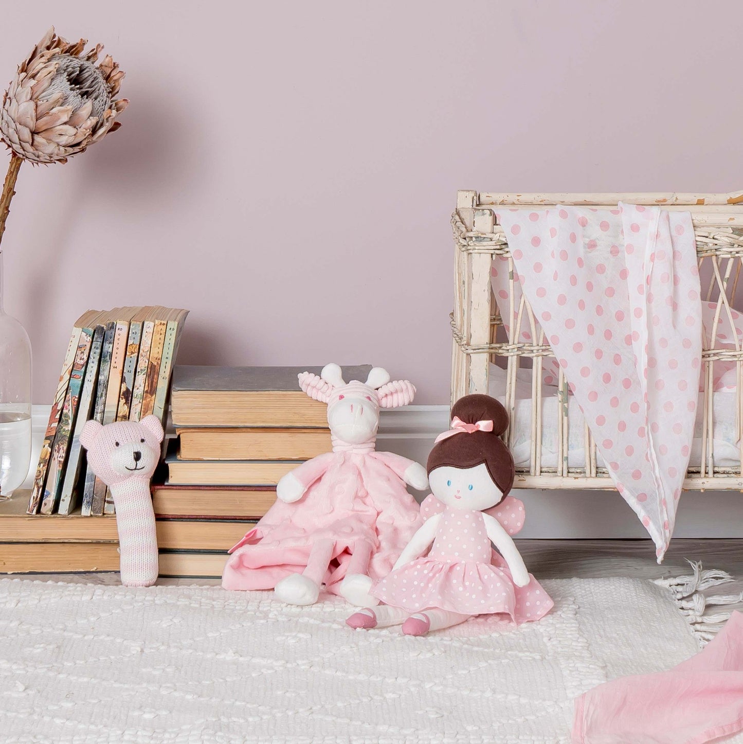Mink Pink Giraffe Baby Comforter personalise baby name with embroidery