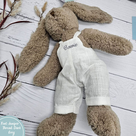 White Mr Honey Bunny personalised with child or baby name embroidery perfect for easter gift
