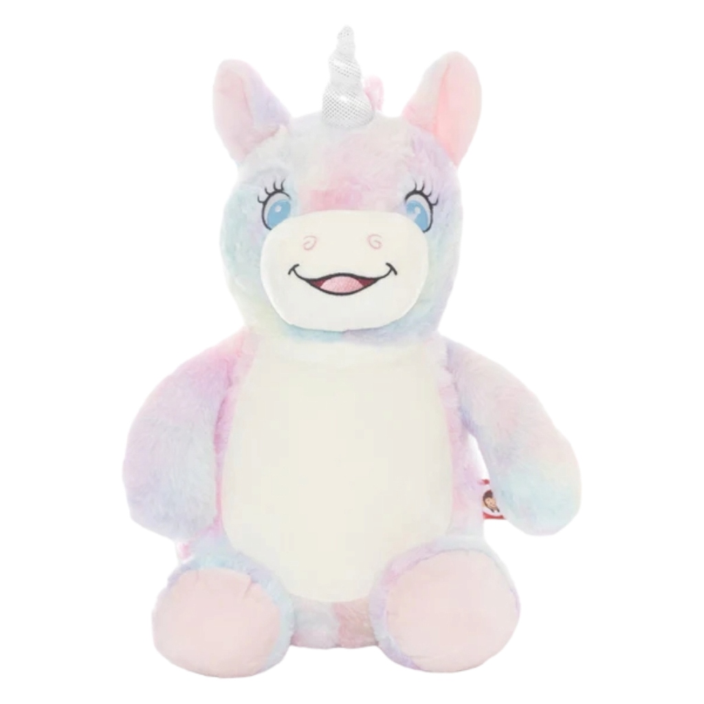 Personalised Pink pastel unicorn Cubby Teddy personalise name with embroidery