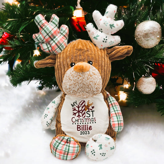 winter wanderland teddy 1st christmas candy cane embroidered with baby name