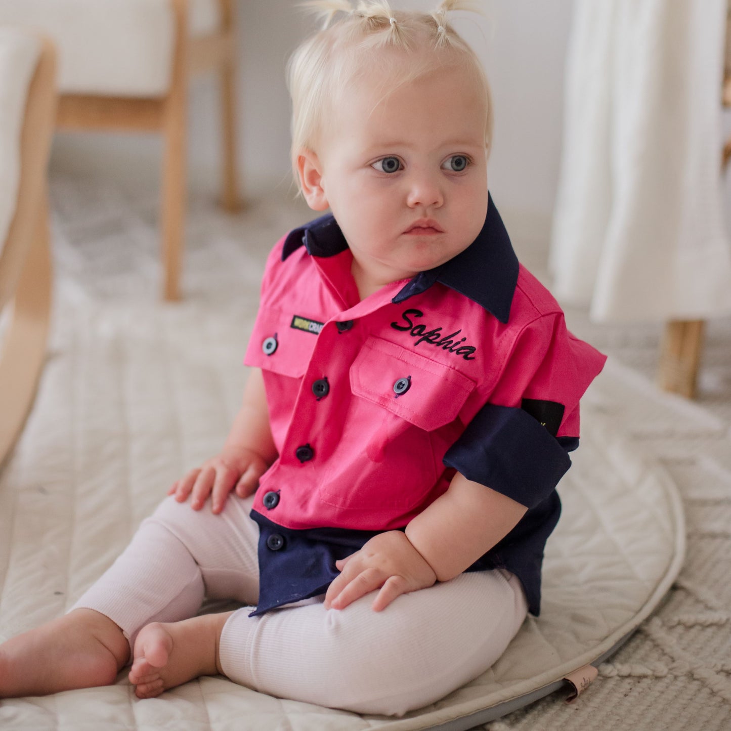 Baby and Kids Hi Vis Work Shirt embroidered with Name