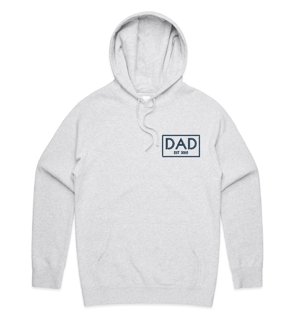 Dad EST Box Hoodies, Crews & Tees