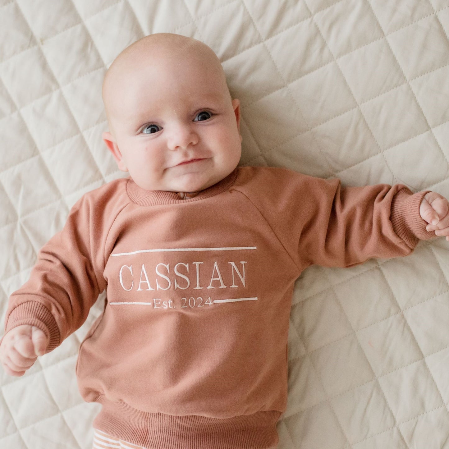 Baby and Kids Ten Crewneck Jumper embroidered with name and EST Date