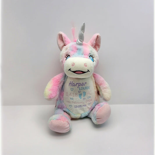Personalised Pastel Unicorn teddy