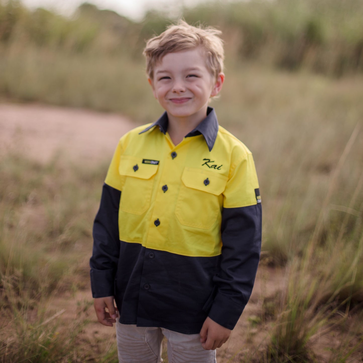 Baby and Kis Hi Vis Shirt personalised with embroidery