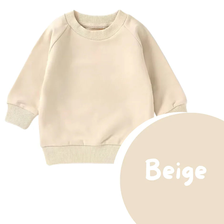 beige baby and toddler crewneck jumper