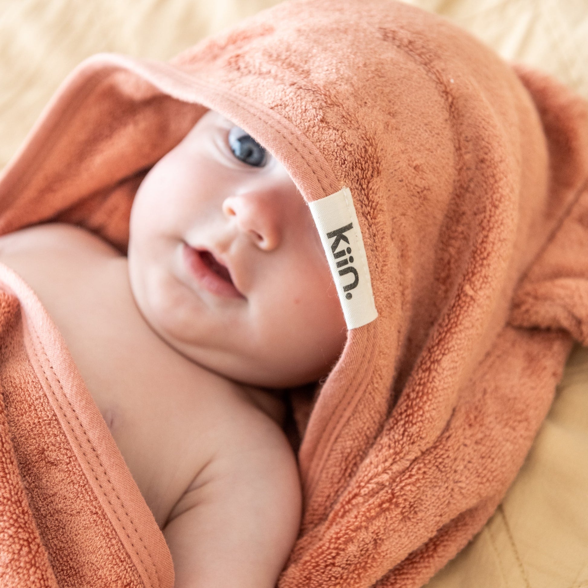 Dusty Pink baby newborn hooded bath towel personalise name with embroidery