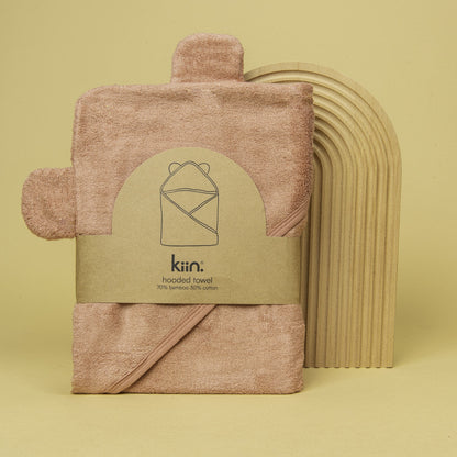 Dusty Pink baby newborn hooded bath towel personalise name with embroidery