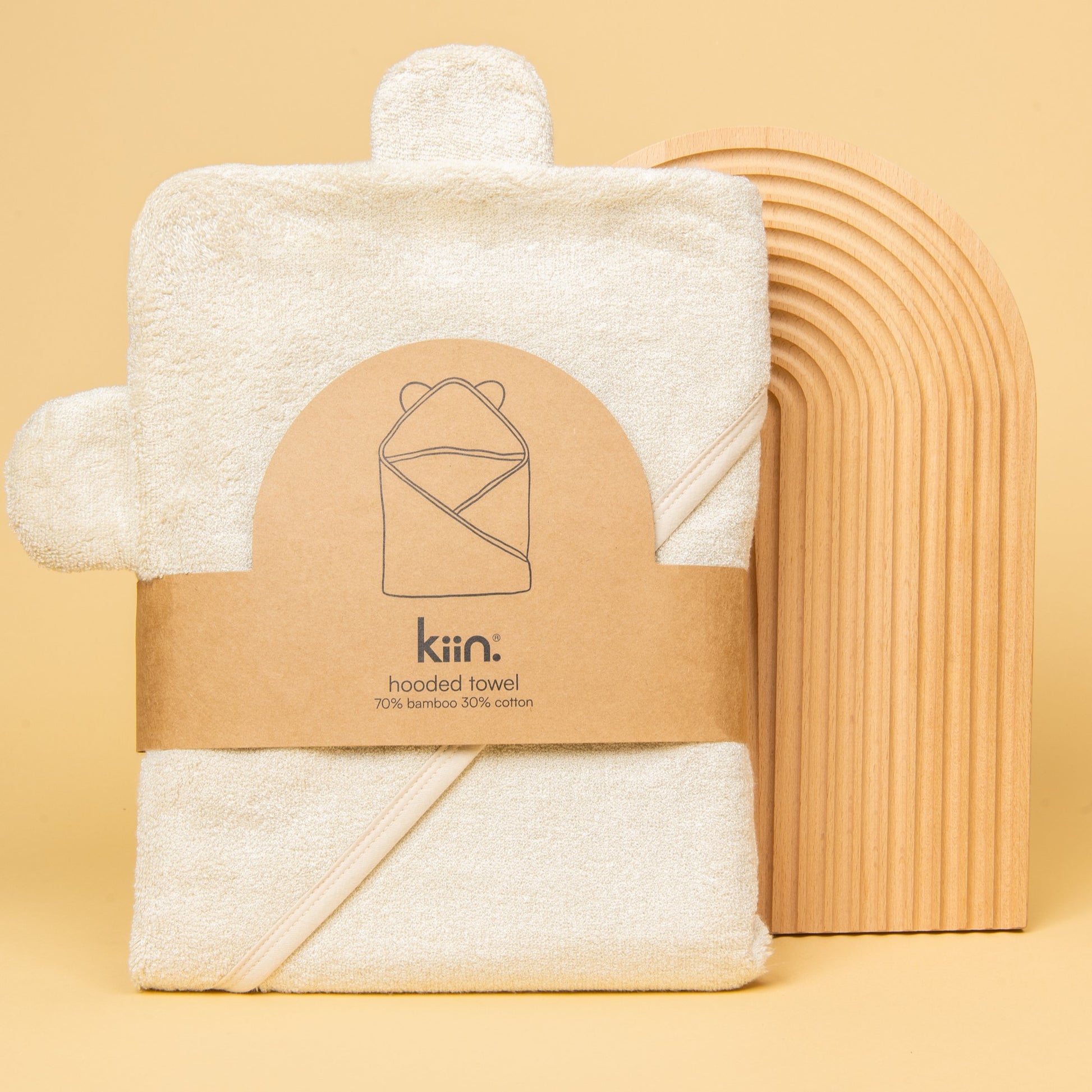 Ivory Personalised Kiin Baby Hooded Bath Towel personalise newborn name with embroidery