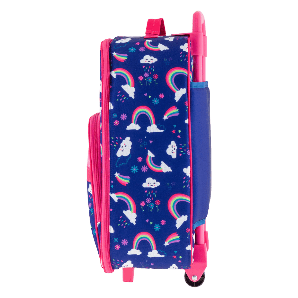 Kids children Rainbow print rolling luggage bag personalise front with embroidery