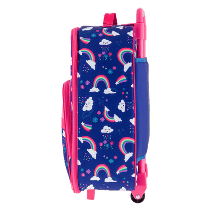 Kids children Rainbow print rolling luggage bag personalise front with embroidery