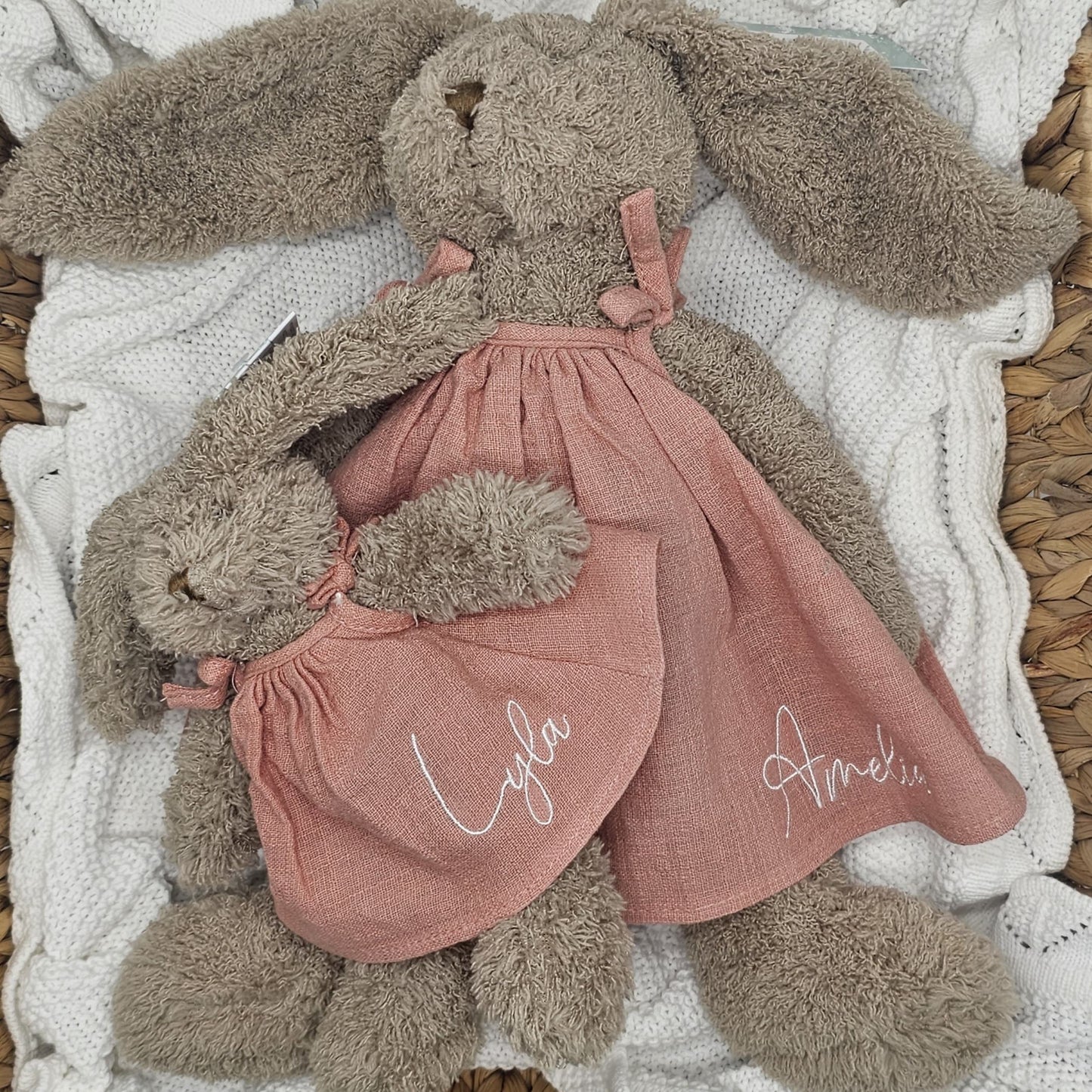 Blush Pink Baby Girl Honey Bunny Personalised Name