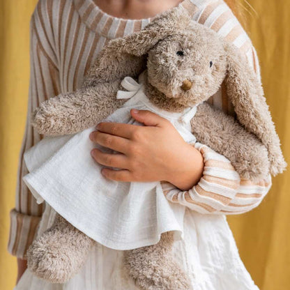 Nana Huchy Mrs Honey Bunny wearing a white dress personalise baby name with embroidery