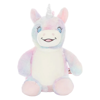 Personalised Pink pastel unicorn Cubby  Teddy personalise name with embroidery