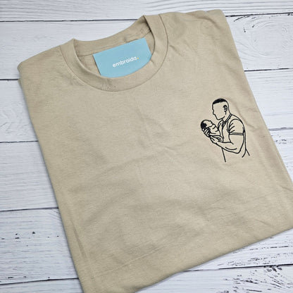 Custom Line Drawing Embroidered T-Shirts