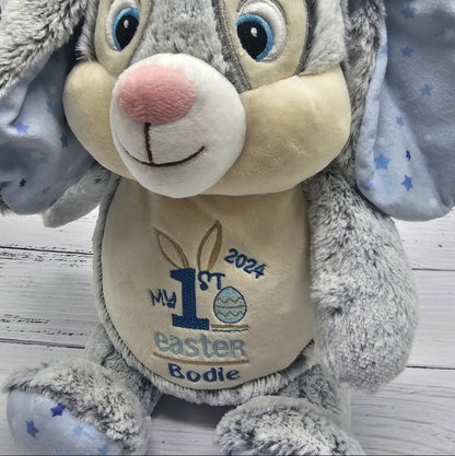 Personalised Blue Star Bunny Cubby Teddy