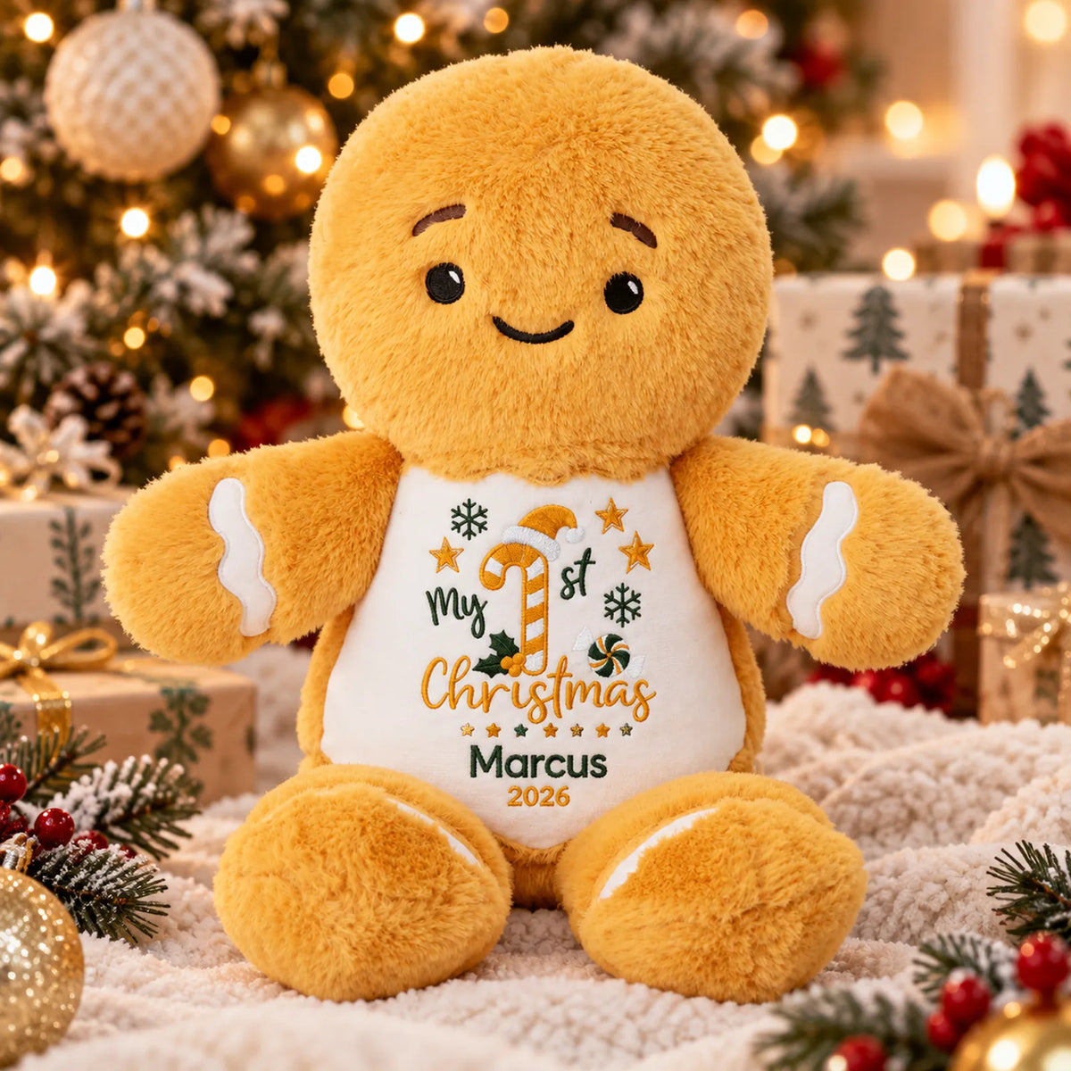 Personalised Snap Gingerbread Man Tummi Bear